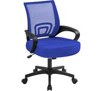 Yaheetech Silla de Escritorio Oficina Malla Silla Ergonomica con Soporte Lumbar Altura Ajustable Respaldo Transpirable Silla Giratoria Función Inclinación para Oficina Capacidad Max136 KG Azul