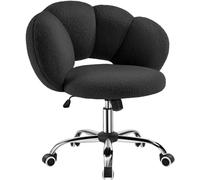 Yaheetech Silla de Escritorio Silla de Oficina Ergonómica sin Brazos Tapizada Blanca con Ruedas Giratorias Respaldo Diseño Nube en Tejido Bou ltura Ajustable Negro
