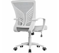 Yaheetech Silla de Oficina con Función de Inclinación, Silla Malla con Soporte Lumbar y Diseño Mariposa para Estudio, Carga Máxima 136kg, Gris Claro