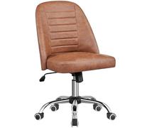 Yaheetech Silla de Oficina de Escritorio Ajustable en Altura Giratoria de 360° Ergonómica sin Reposabrazo con Ruedas Carga MAX 136 KG Marrón