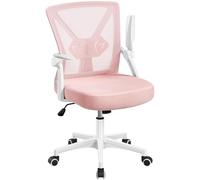 Yaheetech Silla de Oficina de Malla Silla de Escritorio con Reposabrazos Ajustables Altura Regulable Soporte Lumbar Máx Carga 136 kg Rosa