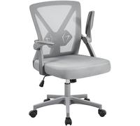 Yaheetech Silla de Oficina de Malla Silla de Escritorio con Reposabrazos Ajustables Altura Regulable Soporte Lumbar Máx Carga 136 kg Gris