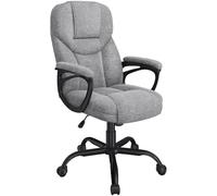 Yaheetech Silla de Oficina de Tela con Respaldo Alto Ergonómico Altura Ajustable Silla de Escritorio Ejecutiva Silla Giratoria Reclinable Sillón Gris