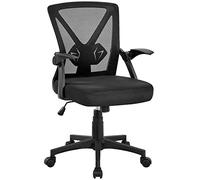 Yaheetech Silla de Oficina de Trabajo con Reposabrazo Ajustable Ergonomica Negra Altura Ajustable Malla MAX Carga 136 KG