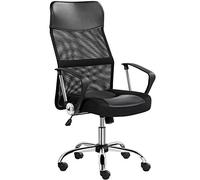 Yaheetech Silla de Oficina Ergonómica con Respaldo Alto y Función de Balanceo Silla de Escritorio Giratoria de Malla y Polipiel Artificial Silla de Oficina Ajustable en Altura con Reposabrazos