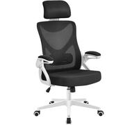 Yaheetech Silla de Oficina Ergonomica con Soporte Lumbar Blanco Negro