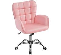 Yaheetech Silla de Oficina Ergonómica Reclinable con Ruedas Rosa