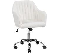 Yaheetech Silla de Oficina Ergonómica Reclinable Silla de Escritorio con Ruedas Giratorias de 360° Silla de Ordenador Ajustable en Altura con Asiento Acolchado Carga MAX 136 KG Blanca