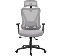Yaheetech Silla de Oficina Ergonomica Silla Reposabrazo Ajustable Silla de Trabajo con Reposacabeza Silla Giratoria Silla Despacho Silla Escritorio Hogar Oficina Gris Claro