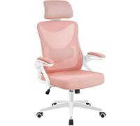 Yaheetech Silla de Oficina Ergonomica Silla Reposabrazo Ajustable Silla Oficina Trabajo con Reposacabeza Silla Giratoria Rosa