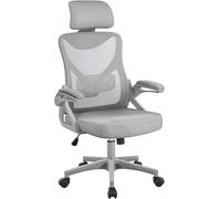 Yaheetech Silla de Oficina Ergonomica Silla Reposabrazo Ajustable Silla Oficina Trabajo con Reposacabeza Silla Giratoria Gris
