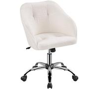 Yaheetech Silla de Oficina Giratoria de 360° con Altura de Asiento Ajustable Silla Terciopelo Carga 136 KG Color Blanco