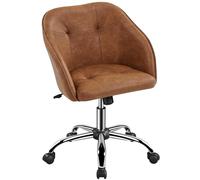 Yaheetech Silla de Oficina Giratoria de 360° de Cuero PU con Altura de Asiento Ajustable Silla Terciopelo Carga 136 KG