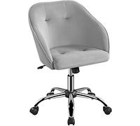 Yaheetech Silla de Oficina Giratoria de 360° de Terciopelo con Altura de Asiento Ajustable Silla Terciopelo Carga 136 KG Gris Claro