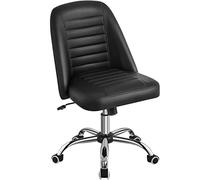 Yaheetech Silla de Oficina Giratoria de Cuero PU - Ergonómica, Sin Reposabrazo, con Ruedas, Capacidad 136 KG - Negro