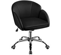 Yaheetech Silla de Oficina Piel Sintética con Respaldo para Estudio Negra