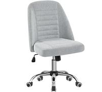 Yaheetech Silla de Oficina sin Brazos Tapizada de Tela con Ruedas Gris
