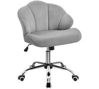 Yaheetech Silla Ergonomica de Escritorio en Terciopelo - Oficina y Despacho sin Reposabrazo con Ruedas, Capacidad 136 KG Gris