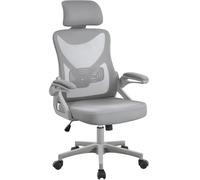 Yaheetech Silla Ergonómica de Oficina Silla de Escritorio con Soporte Lumbar Reposabrazo Ajustable Silla Transpirable Malla Capacidad MAX 150 KG Gris