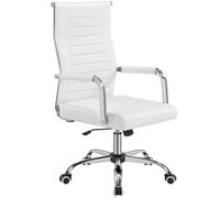 Yaheetech Silla de Oficina Silla con Respaldo Alto Silla para Hogar Oficina Silla Ergonomica Tapizada Cuero PU Capacida de Carga 136 KG