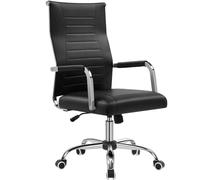 Yaheetech Silla Ergonómica Escritorio con Respaldo Alto Carga 136 kg Negro
