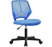 Yaheetech Silla Escritorio de Oficina Ergonómica Silla Giratoria Altura Ajustable sin Reposabrazos Asiento Malla Azul Claro