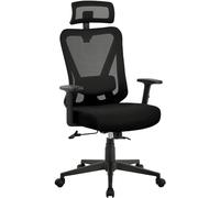 Yaheetech Silla Escritorio de Oficina Ergonomica Sillon Despacho con Respaldo Bloqueable Entre 90° y 130° Silla Soporte Lumbar Ajustable Malla Transpirable para Oficina Estudio Negro