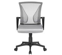 Yaheetech Silla Escritorio Ergonomica Silla de Oficina Giratoria Altura Ajustable y Reclinable con Soporte Lumbar Respaldo y Asiento de Malla Transpirable Carga hasta 136 kg Gris Claro