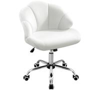 Yaheetech Silla Escritorio Oficina Silla Ergonomica de Despacho Terciopelo con Ruedas sin Reposabrazo Capacidad 136 KG Blanco