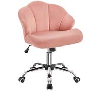 Yaheetech Silla Escritorio Oficina Silla Ergonomica Silla de Despacho Silla Terciopelo con Ruedas Silla sin Reposabrazo Capacidad 136 KG Rosa