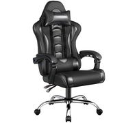 Yaheetech Silla Gaming con Masajeador Silla Oficina Ergonómica Negro