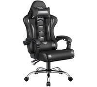 Yaheetech Silla Gaming con Masajeador Silla Oficina Ergonómica Negro