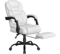 Yaheetech Silla Gaming Ergonómica con Reposapiés Silla de Oficina de Piel sintética con Respaldo Alto y Reposabrazos Reclinables Acolchados Ruedas Giratorias Altura Ajustable Blanco