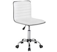 Yaheetech Silla Oficina con Ruedas Giratorias de 360° Silla de Ordenador Ajustable en Altura Silla de Escritorio sin Reposabrazos Silla Despacho Acolchado de Esponja Carga MAX 120 KG Blanco
