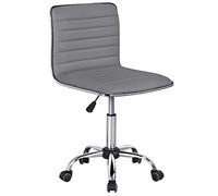 Yaheetech Silla Oficina con Ruedas Giratorias de 360° Silla de Ordenador Ajustable en Altura Silla de Escritorio sin Reposabrazos Silla Gris