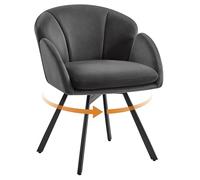 Yaheetech Silla Oficina Giratoria 360°, Sillón Escritorio en Forma de Flor con Cojín Desmontable para Sala de Estar, Dormitorio y Estudio, Color Gris Oscuro