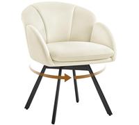 Yaheetech Silla Oficina Giratoria 360°, Sillón Escritorio en Forma de Flor, Silla de Maquillaje Chenilla para Sala de Estar, Dormitorio y Estudio, Color Beige