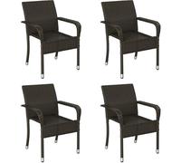 Yaheetech Sillas Jardín Exterior con Reposabrazos y Respaldo, Sillas Terraza Exterior Sillas de Balcón con Patas Ajustables para Jardín Balcón Terraza (2, Marrón)