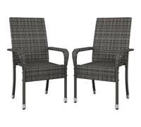 Yaheetech Sillas para Exterior de Ratán; Sillas de Comedor de Jardín para Exterior; Sillas de Ratán; Sillas de Jardín Apilables (2, Gris)