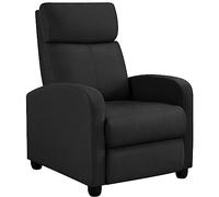 Yaheetech Sillón de Masaje Silla Relax para Televisión Sofá Individual Butaca con Reposapiés Ajustable para Salón Dormitorio Cine Tejido de Poliéster Negro