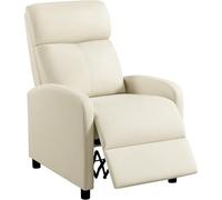 Yaheetech Sillón de Relax para Televisión, Sofá Individual, con Reposapiés Ajustable para Salón Dormitorio Cine, Polipiel de Poliuretano Beige