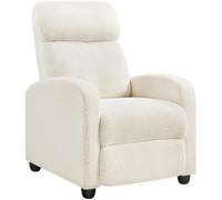 Yaheetech Sillón de Relax para Televisión, Sofá Individual, con Reposapiés Ajustable, Peluche Color Blanco