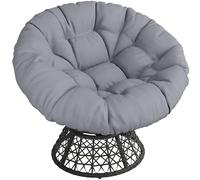 Yaheetech Sillón Papasan Giratorio 360°con Cojín Grueso de un Diámetro 100 cm, Hecho de Ratán Resistente y Adecuado para el salón, Dormitorio y Terraza (Gris)