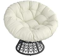 Yaheetech Sillón Papasan Giratorio 360°con Cojín Grueso de un Diámetro 100 cm, Hecho de Ratán Resistente y Adecuado para el salón, Dormitorio y Terraza (Beige)