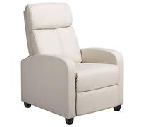 Yaheetech Sillón Reclinable Silla Masaje Butaca para el Salón Sofa Relax Domitorio Sillones Grandes con 3 Posiciones Ajustable Blanco Polipiel de Poliuretan