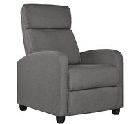 Yaheetech Sillón Reclinable Silla Masaje Butaca para el Salón Sofa Relax Domitorio Sillones Grandes con 3 Posiciones Ajustable Gris Tejido de Poliéster