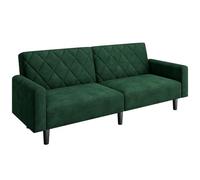 Yaheetech Sofá Cama de 2 Plazas Moderno 159x75.5x73 cm Sofá Plegable Tapizado con 2 Respaldos Separados Ajustables en 3 Niveles Sofá Convertible de Tela para Salón y Sala de Estar Verde