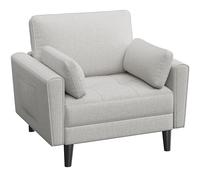 Yaheetech Sofá Individual Sofá Relax Sillon Lectura Tapizada de Tela Beige | Sillón Individual de Tela para Lectura, Capacidad Máxima 136 KG, Ideal para Salón y Dormitorio