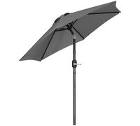 Yaheetech Sombrilla de Jardín con Manivela Inclinable Ø270x241cm Protección UV Columna de Hierro 6 Varillas de Metal para Terraza Exterior Balcón sin Soporte Gris