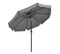 Yaheetech Sombrilla de Jardín Grandes 267x240 cm Sombrilla Terraza Exterior Playa Parasol Jardin con 8 Varillas y Manivela Repelente al Agua Protección UV Inclinación Bidireccional sin Base Gris
